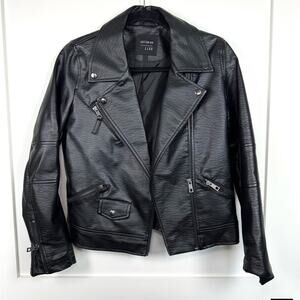 COTTON ON Women's Faux Leather Biker Jacket With Zip Details Size 4
